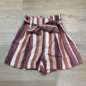 Madewell High Waist Striped Shorts with Bow